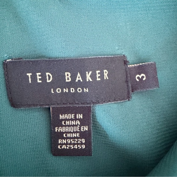 Ted Baker Cami Metallic Dot High/Low Shift Dress Green size 3/ US 8 - Picture 9 of 10